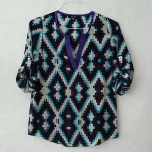 41Hawthorn Stitch Fix Geo Print Tab Sleeve Blouse